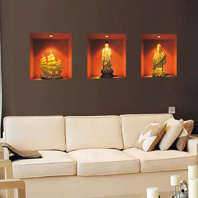 

3 d simulation of Buddha Wall of setting of the sitting room the bedroom adornment wall stickers