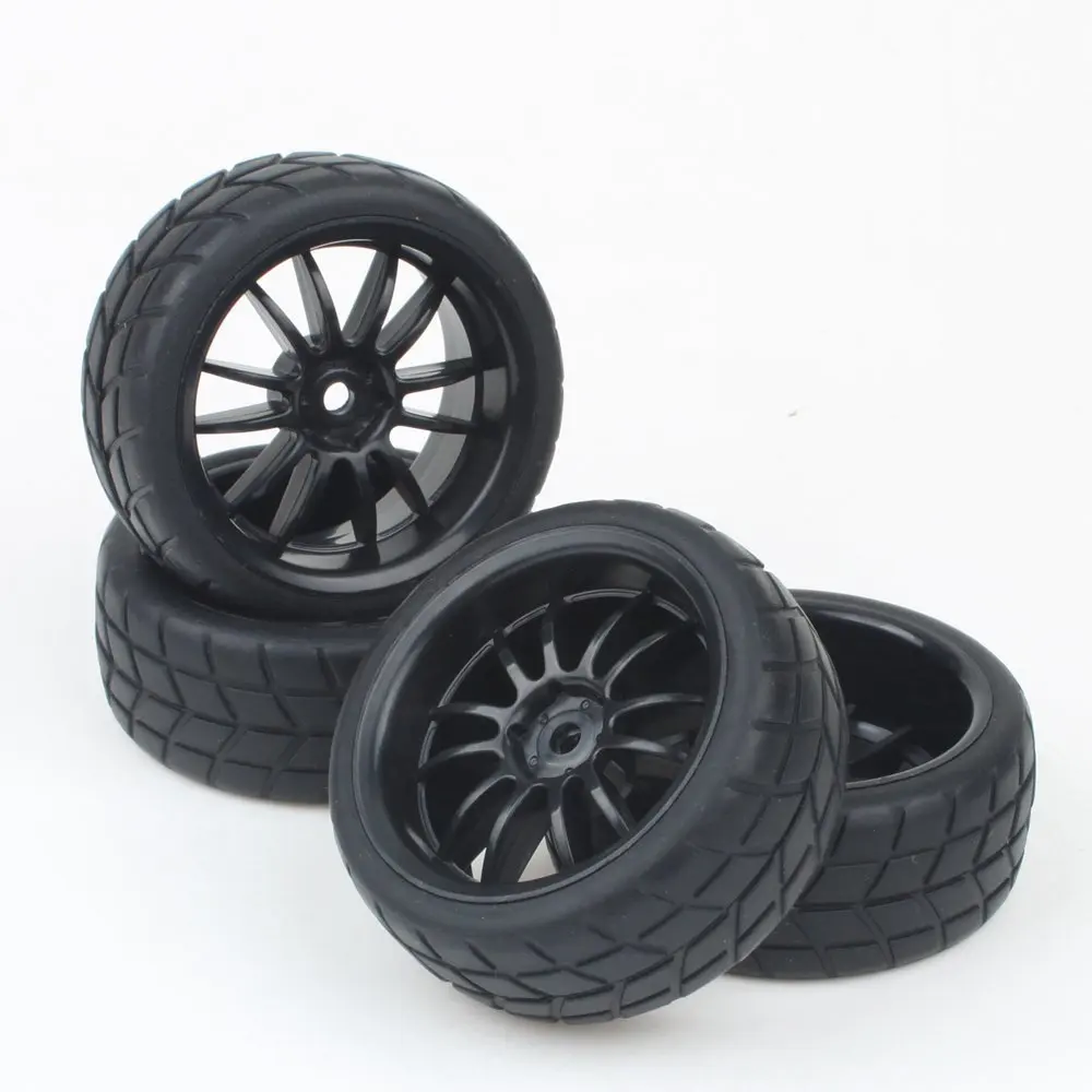 BQLZR 5 Spoke White Wheel Rim & Tyre Tires White+Black For RC 110 Drift