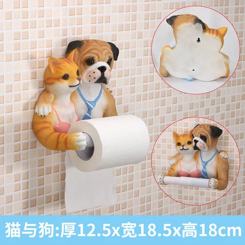 Милый креативный держатель для бумаги, держатель для туалетной бумаги, держатель для полотенец, органайзер для туалетной бумаги, аксессуары для ванной комнаты - Цвет: cat and dog