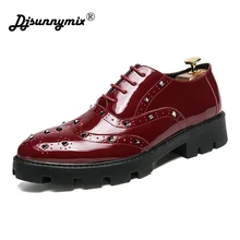 DJSUNNYMIX New Arrival Luxury Italian Men Brogue Dress Shoes Formal Business Oxfords Shoes for Men British Men Leather Flats