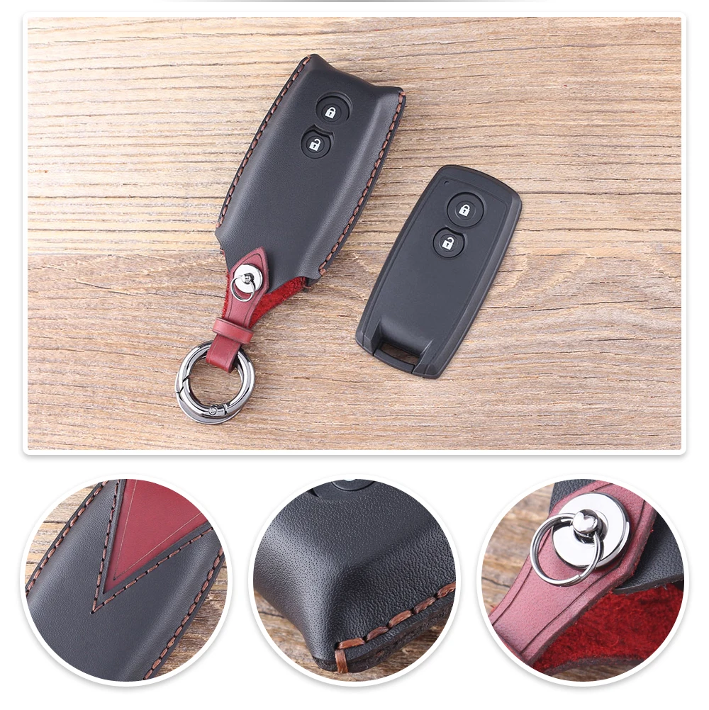 Кожаный чехол для ключа автомобиля KEYYOU, 2 кнопки для Suzuki SX4 Grand Vitara Swift, дистанционный чехол для ключей, брелок для ключей