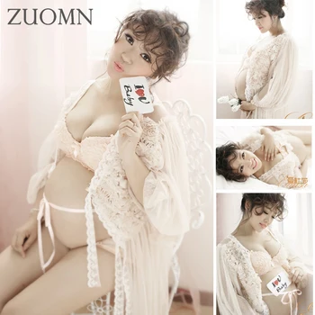 

2017 New Design Maternity Photography Props Maxi Clothes Pregnancy Gown Dresses Mother Photo Shoot Sets Baby Show Gift YL545