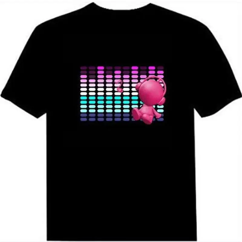 EL мигающий мужской голосовой светодиодный светильник футболка мужские вечерние концертные персональные модные шоу футболки звук Блестящая футболка