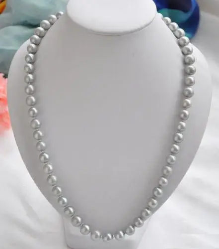 

ONE STRAND 9-10MM TAHITIAN GRAY PEARL NECKLACE 22inch 14k/20 GOLD CALSP