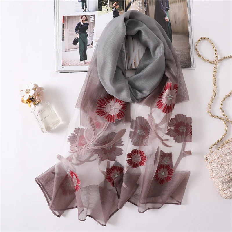 Дизайнерский брендовый женский шарф летние шелковые шали хиджабы женские накидки пашмины органза пляжные палантины шарфы платки - Цвет: A14-5