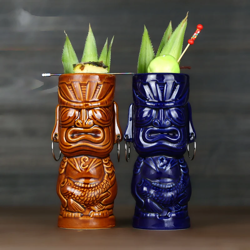 Tazze Tiki da 450 ml in ceramica hawaiana da cocktail tazza bicchieri da cocktail esotici bicchieri da cocktail in ceramica hawaiana per feste Tiki Bar professionale hawaiano party barware Tazze Tiki da 450 ml in ceramica hawaiana da cocktail tazza bicchieri da cocktail esotici bicchieri da cocktail in ceramica hawaiana per feste Tiki Bar professionale hawaiano party barware
