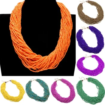 

Free Shipping Hot Selling European and American Fashion Bohemia Handmade 40 Layers Beads Necklaces&Pendants Choker Jewerly