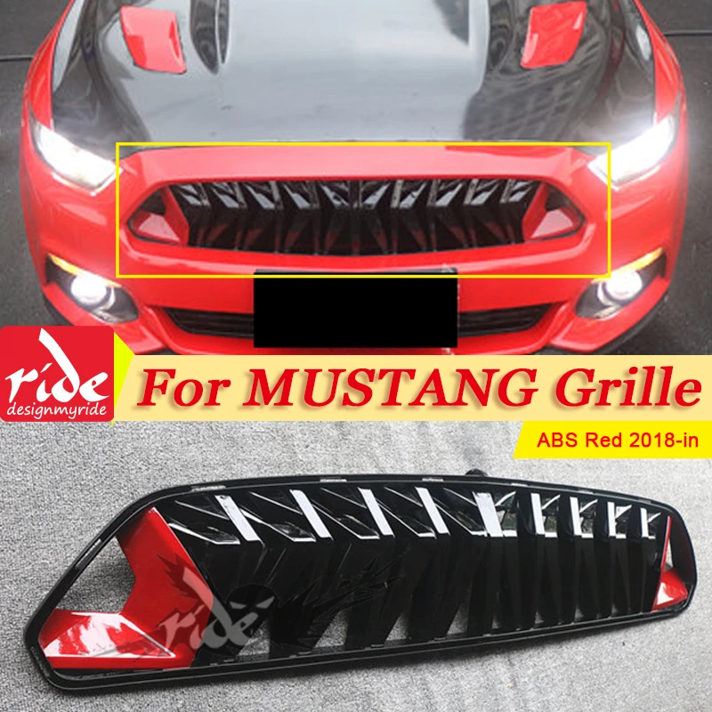 Для Mustang передняя решетка радиатора для бампера гоночные грили автомобильный Стайлинг ABS красный и черный 1:1 замена подходит для Ford Mustang гриль решетка 18