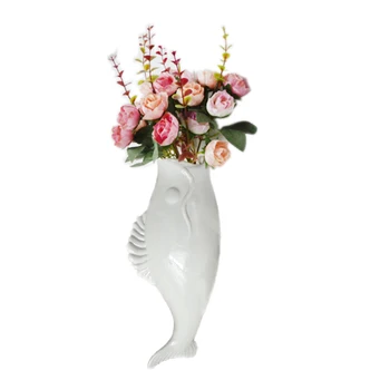 

3D Ceramic Fish Wall Decorative Vases European-style Creative Flower Inserts Decorations Wall Stickers Ceramic Craft Home Decor