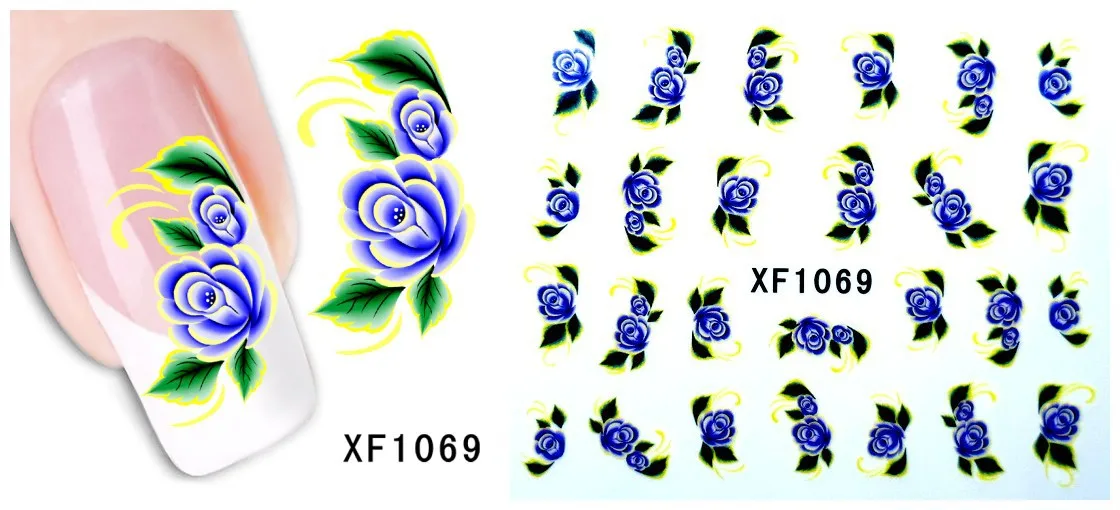 Цветочный дизайн переводные наклейки для ногтей переводные наклейки для девушек и женщин инструменты для маникюра обертывания для ногтей наклейки XF1063