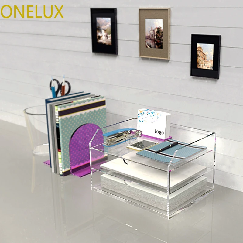 Настольный акриловый ящик для хранения документов 3 слойный Lucite cosmetics organizerst