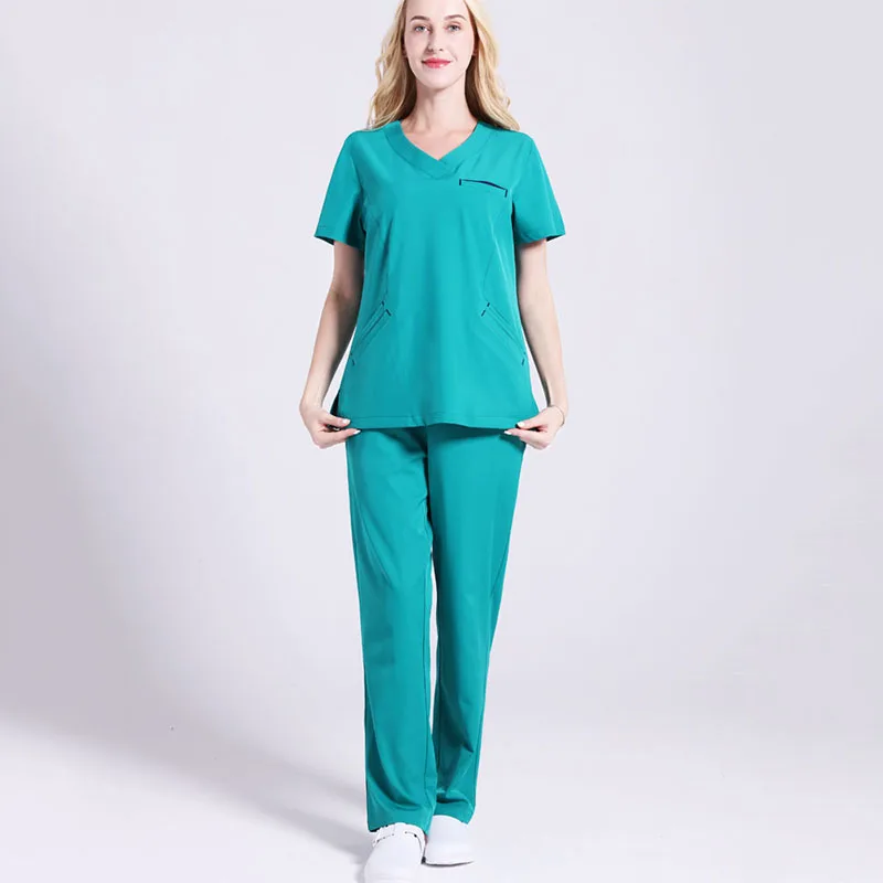 

Unisex Medical Uniforms Unisex Core Stretch Nurse Workwear Hospital OR Clothing V Neck Short Sleeve Dentist Uniform