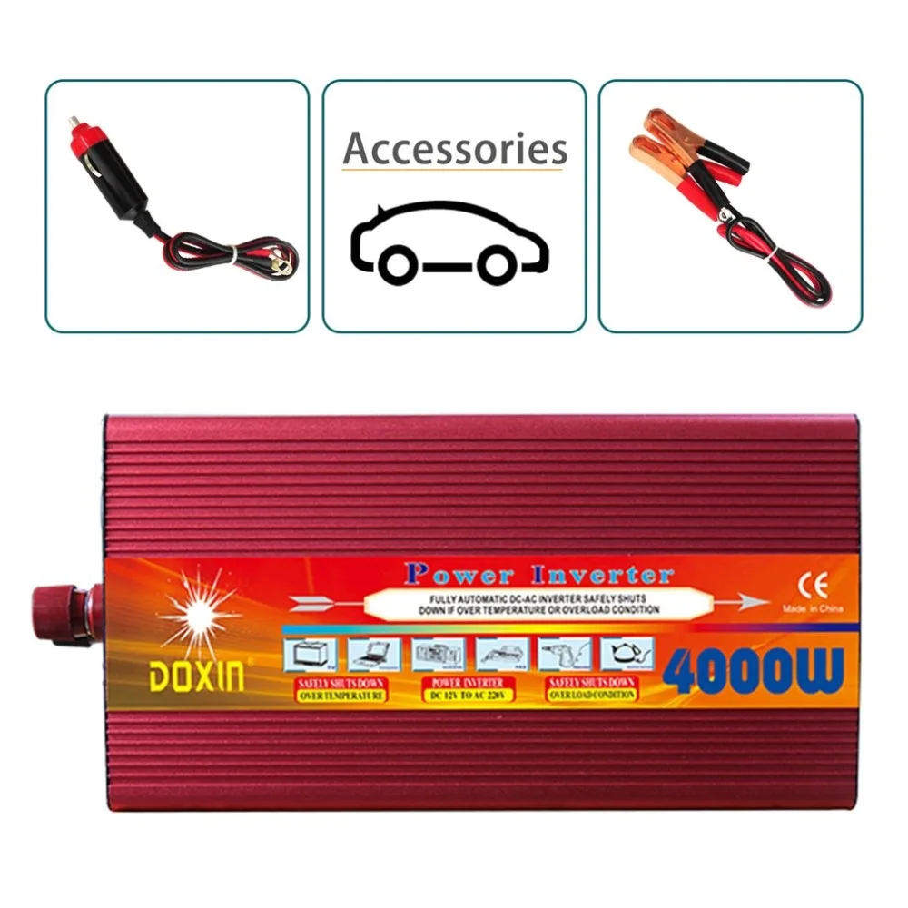 

Doxin 4000W Car Power Converter DC 12V Input Power Inverter Portable Vehicle Power Adapter For Hiking Travelling
