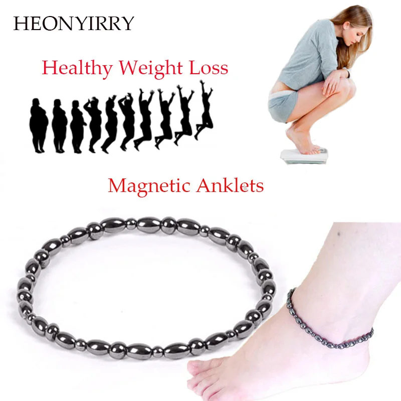 Black Stone Magnetic Therapy Anklets Bracelet Weight Loss Anti Cellulite Health Care Biomagnetism Magnet Fat Burn Hand Ornament - Цвет: 2PC Anklets Bracelet