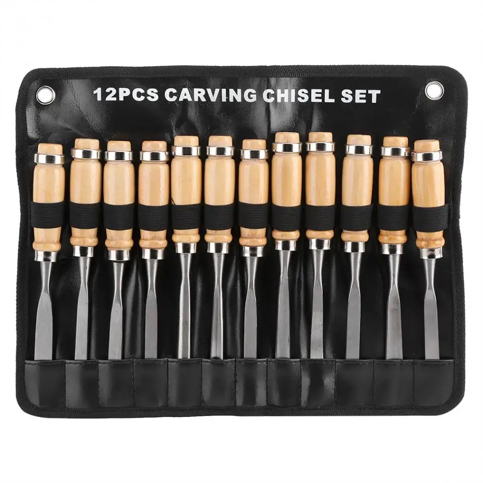 12 Pcs/set Durable Wood Carving Hand Tools Woodcut Knife For Arts