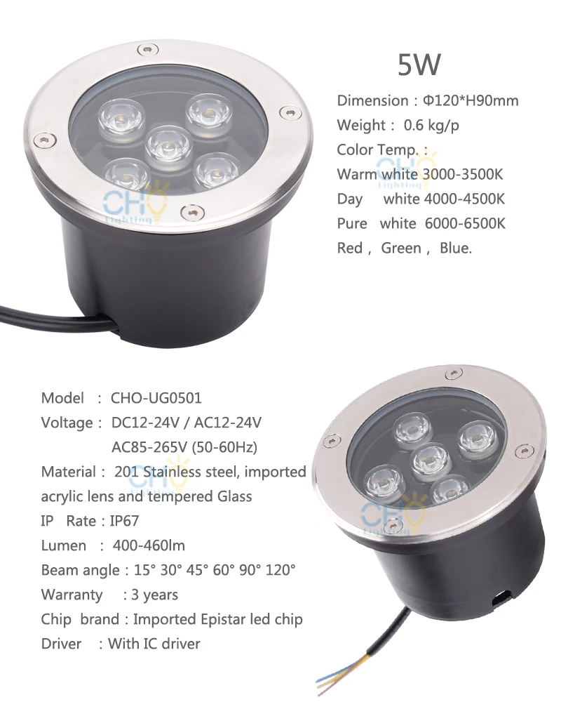 5w led undergrund light details