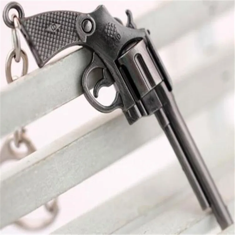 Revolver pistol Weapon Mini Gun Model Metal Keyring Keychain Key Ring