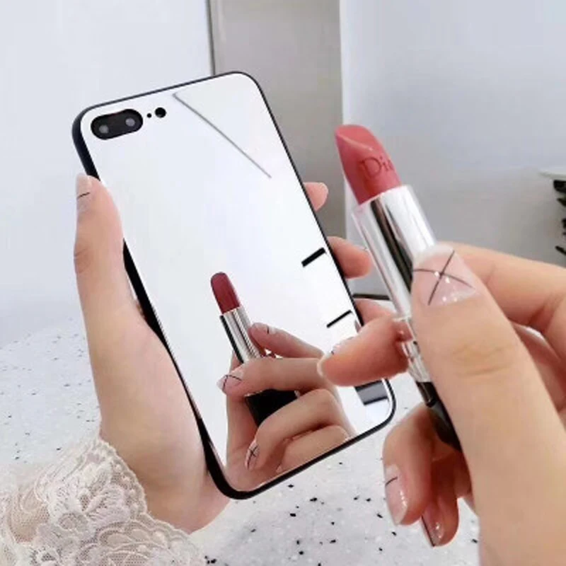 

DFQNGL Tempered glass mobile phone case Aurora gradient mirror protective cover for iphone 6 7 8 plus X Glass mobile phone case