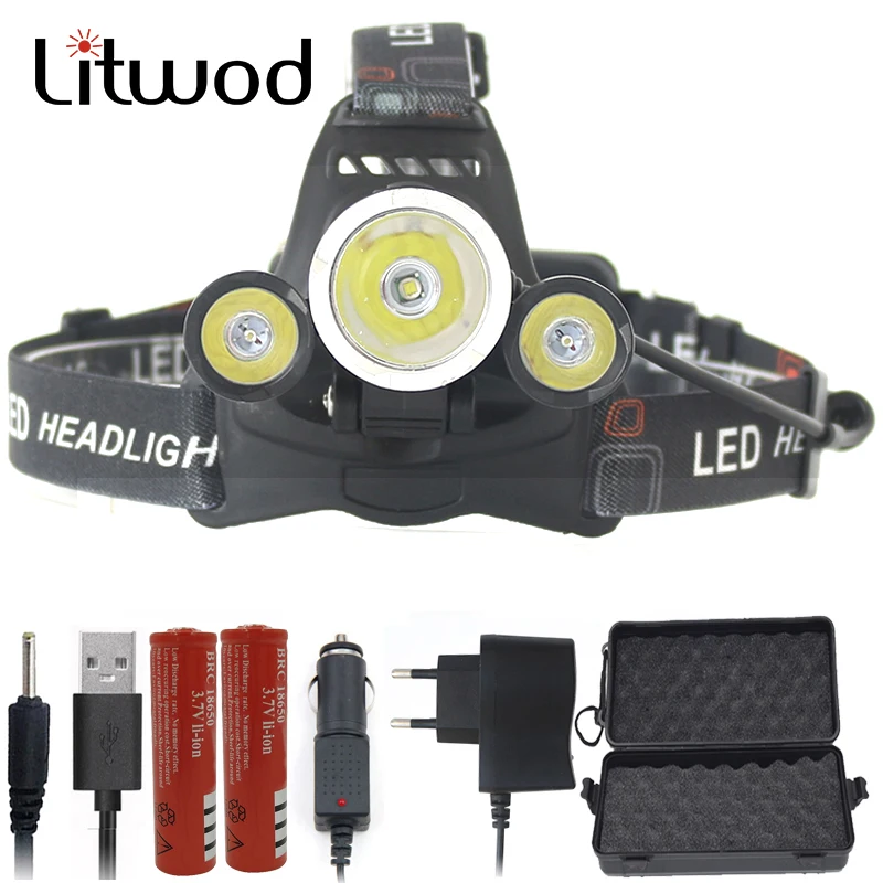 

Litwod DZ20 9000LM XM-L XHP70 LED Headlamp Headlight 9000LM light Head Lamp frontal Flashlight torch for battery AC charger