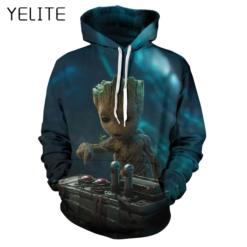 

YELITE 2019 Treeman Groot 3D Printed Hoodies Men Hooded Sweatshirts Casual Long-sleeved Hoodie Unisex Outwear Streetwear Mens