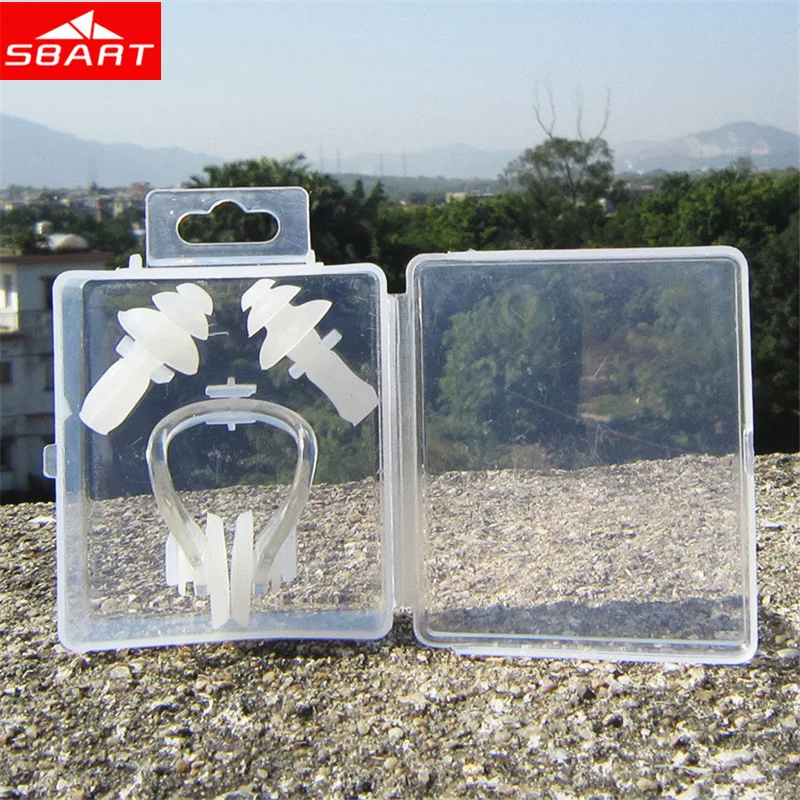 SBART 10X Swimming Nose/Ear Clips Adult Soft Silicone Mushroom Shape Swimming Nose/Ear Clips with Boxes Water Sports Accessories