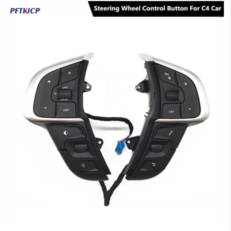 

For Citroen C4 Car Multifunction Steering Wheel Buttons Cruise Control Switch Bluetooth Phone Volume Buttons 2pcs/set
