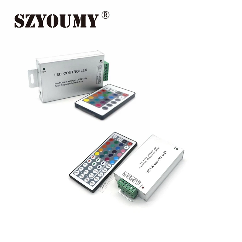 buy SZYOUMY RGB Led Controller for 3528 5050 SMD led strip 12 V 24 V 24 A 24 keys 44 keys wireless Dimmer Remote Control 10PCS