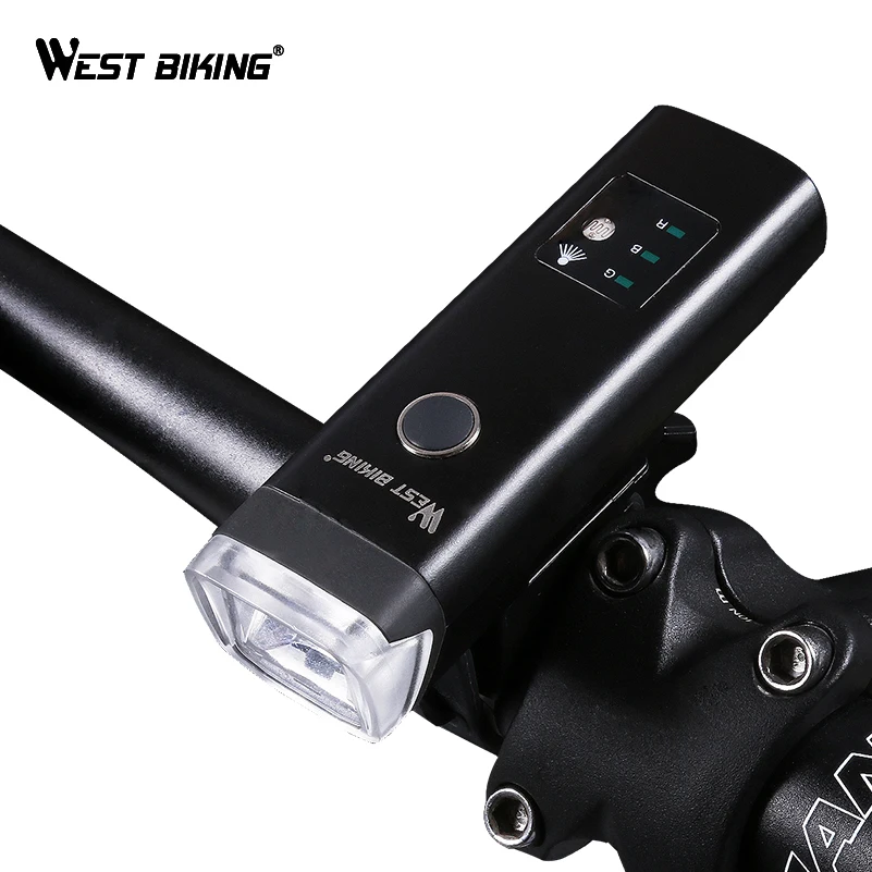 West Biking Bicycle Front Lamp LED USB Rechargeable Bike Light 200m Flashlight