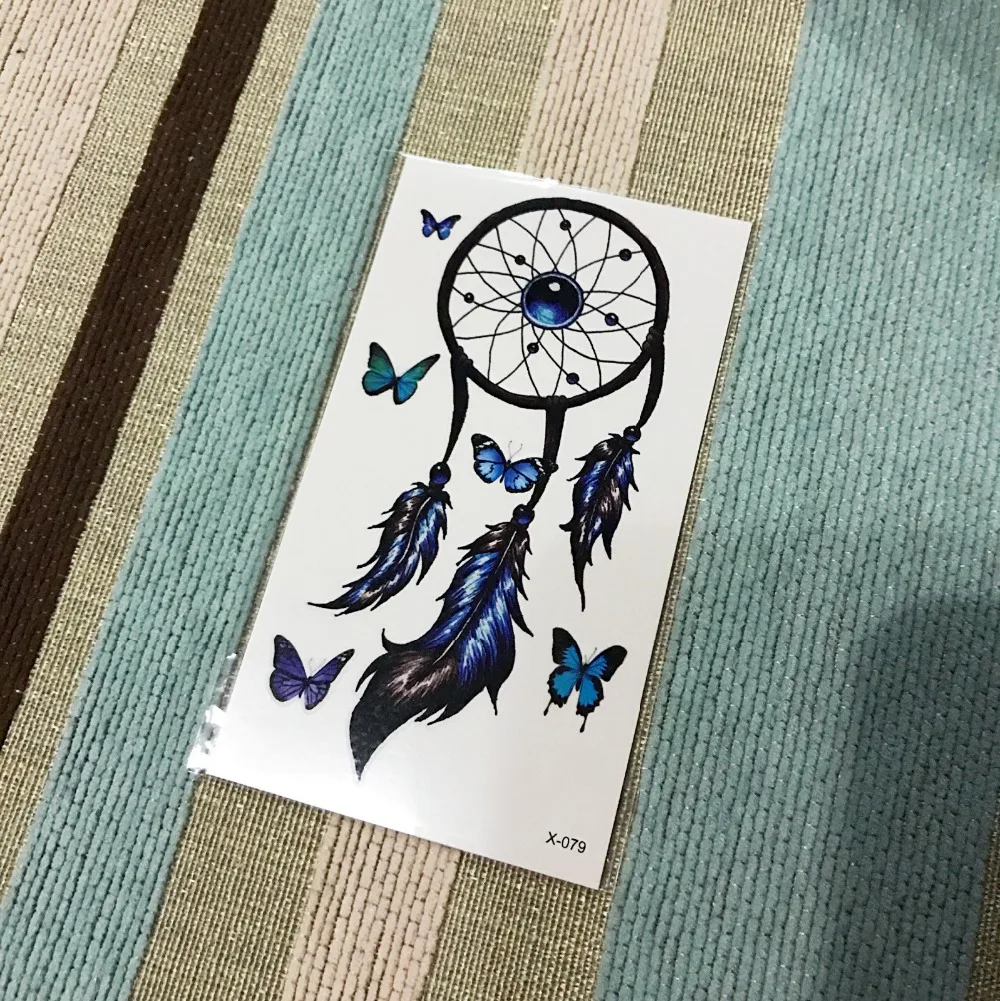Водонепроницаемые временные татуировки наклейки 10,5*6 см синие перья тату бабочка флэш искусственные татуировки для мужчин и девочек
