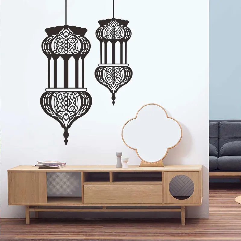 

Ramadan Islamic Muslim Holy Month Lantern Wall Stickers Home Decorations Vinyl Wall Decal Vintage Design Arabic Wall Art Mural