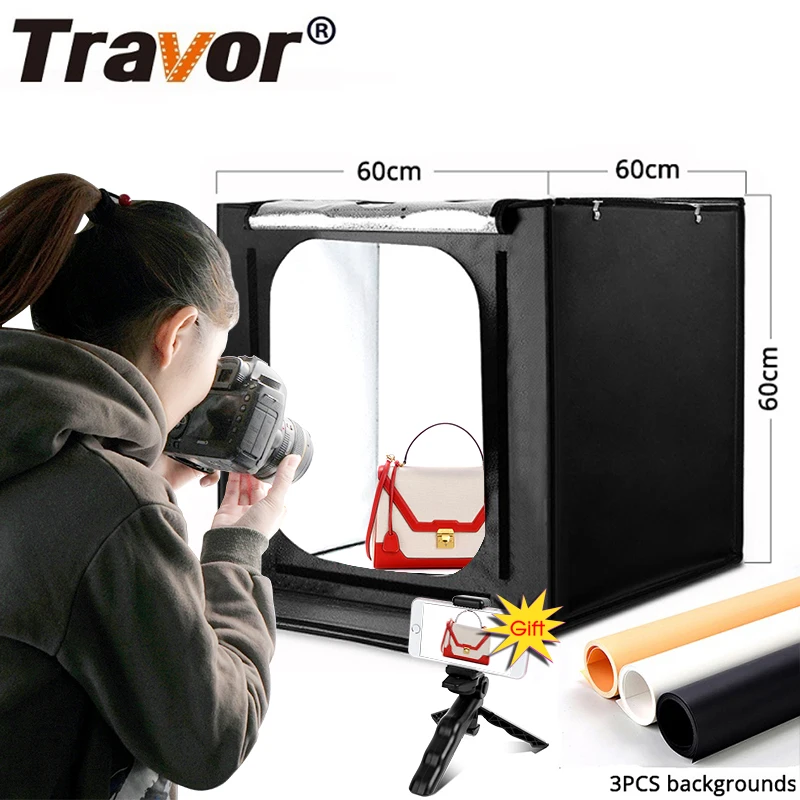 TRAVOR Light Box 60*60 см портативный софтбокс телефон лайтбокс С трехцветным фоном для фото тент для фотостудий фотография светодиодный свет TRAVOR Light Box 60*60 см портативный софтбокс телефон лайтбокс С трехцветным фоном для фото тент для фотостудий фотография светодиодный свет