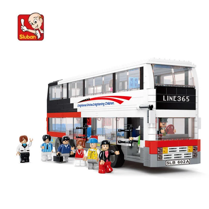 

741 pieces baby boy blocks plastic Model Building Kits double decker bus vehicles bricks toys boy tour bus blocks toys N0335