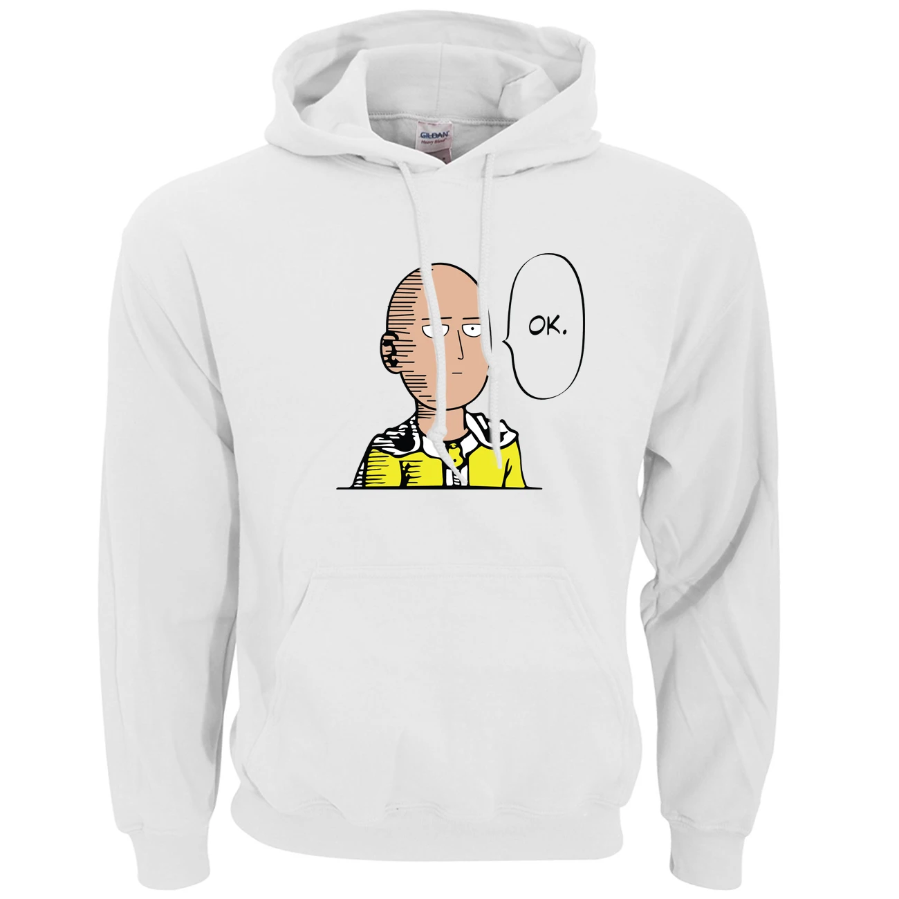 Новое поступление Аниме One Punch Man толстовки с принтом OK мужские толстовки весна зима теплый флис свободный крой Мужская спортивная одежда