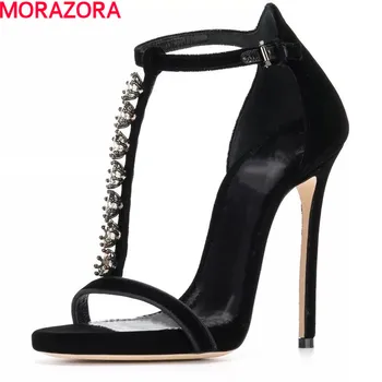 

MORAZORA big size 34-43 arrival fashion summer extreme high heels 11.5cm sandals sexy rhinestone hot women shoes