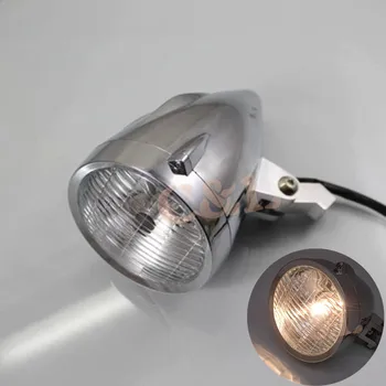 

New Motorcycle ABS Chrome Bullet H4 Halogen Headlight For Harley Custom