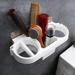 Сушилка для волос, держатель для расчесок, органайзер для хранения в ванной комнате, самоклеющаяся настенная подставка для шампуня