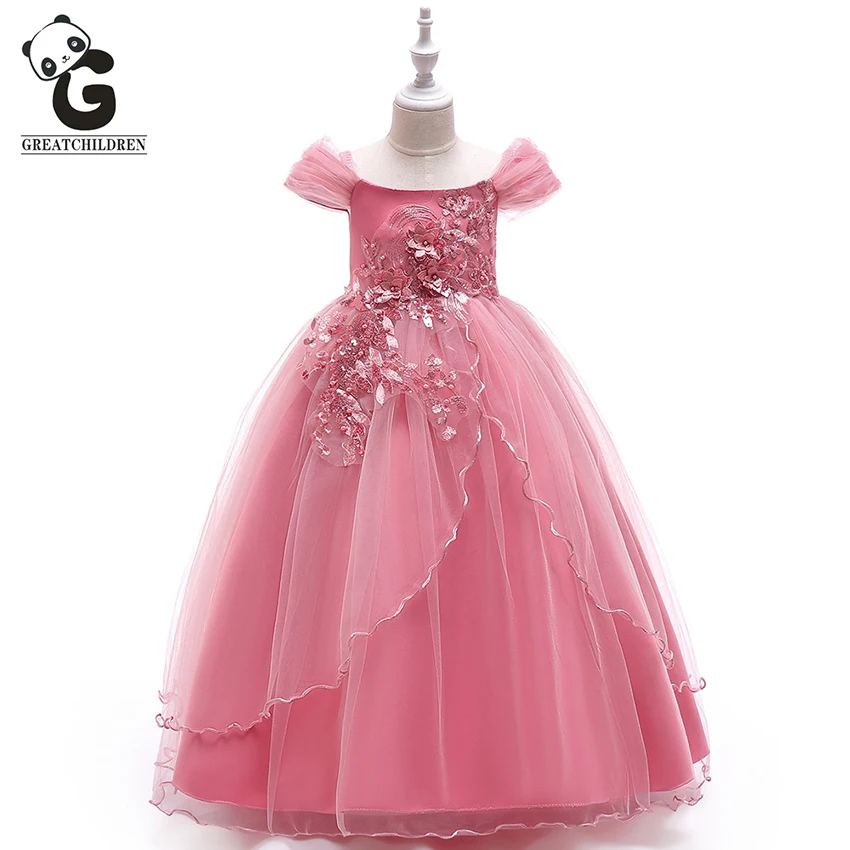 Kids Girls Flower Lace Princess Dress Formal Wedding Party Prom Pageant Dresses
