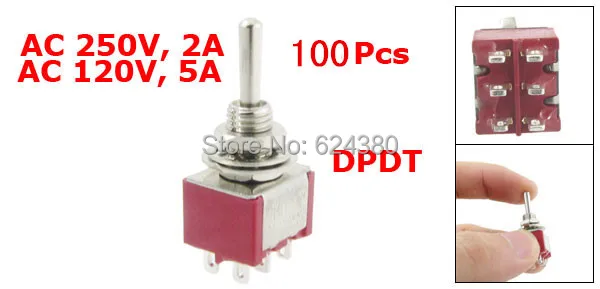 1 упаковка 100 шт./лот x AC 250 В/2A 120 В/5A ВКЛ./ВЫКЛ./вкл. 3 Три положения DPDT 2P2T DP2T