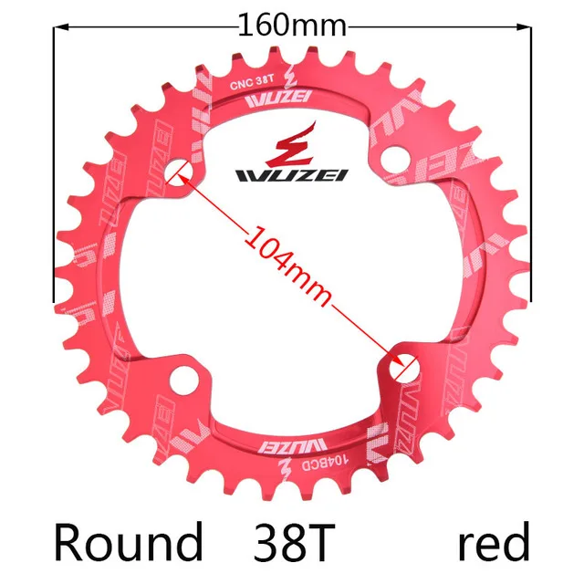 Одна узкая ширина система скорости Crown 104 Bcd 1 Rodada 38 36 34 32 T Mtb 9 10 11 S 1*11 крест кольцо - Цвет: Red 38T Round