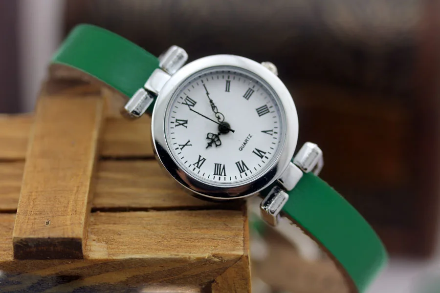 Shsby, новая мода,, женские серебряные часы из натуральной кожи, римские винтажные часы, женские нарядные часы - Цвет: Зеленый