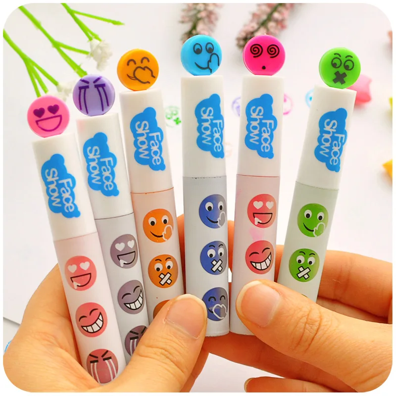 Solid color highlighter marker pen cute seal silver glitter crayons
