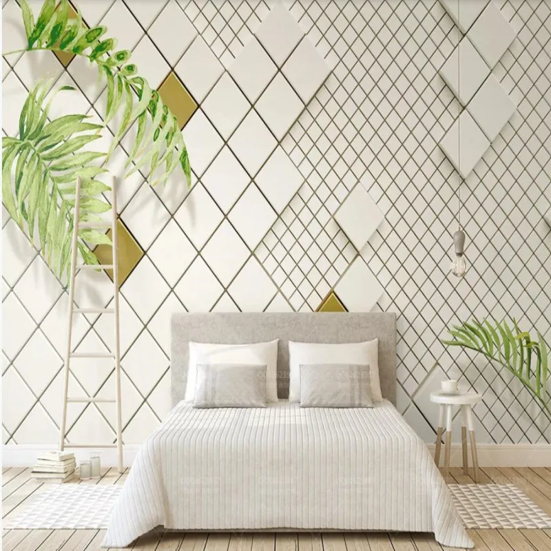 

Fresh modern minimalist 3d white mosaic TV background wall