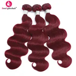 Афро-парик перуанские волосы объемная волна 3 пучки предложения 99j бордовые цветные человеческие волосы наращивание 10-24 дюймов не Реми