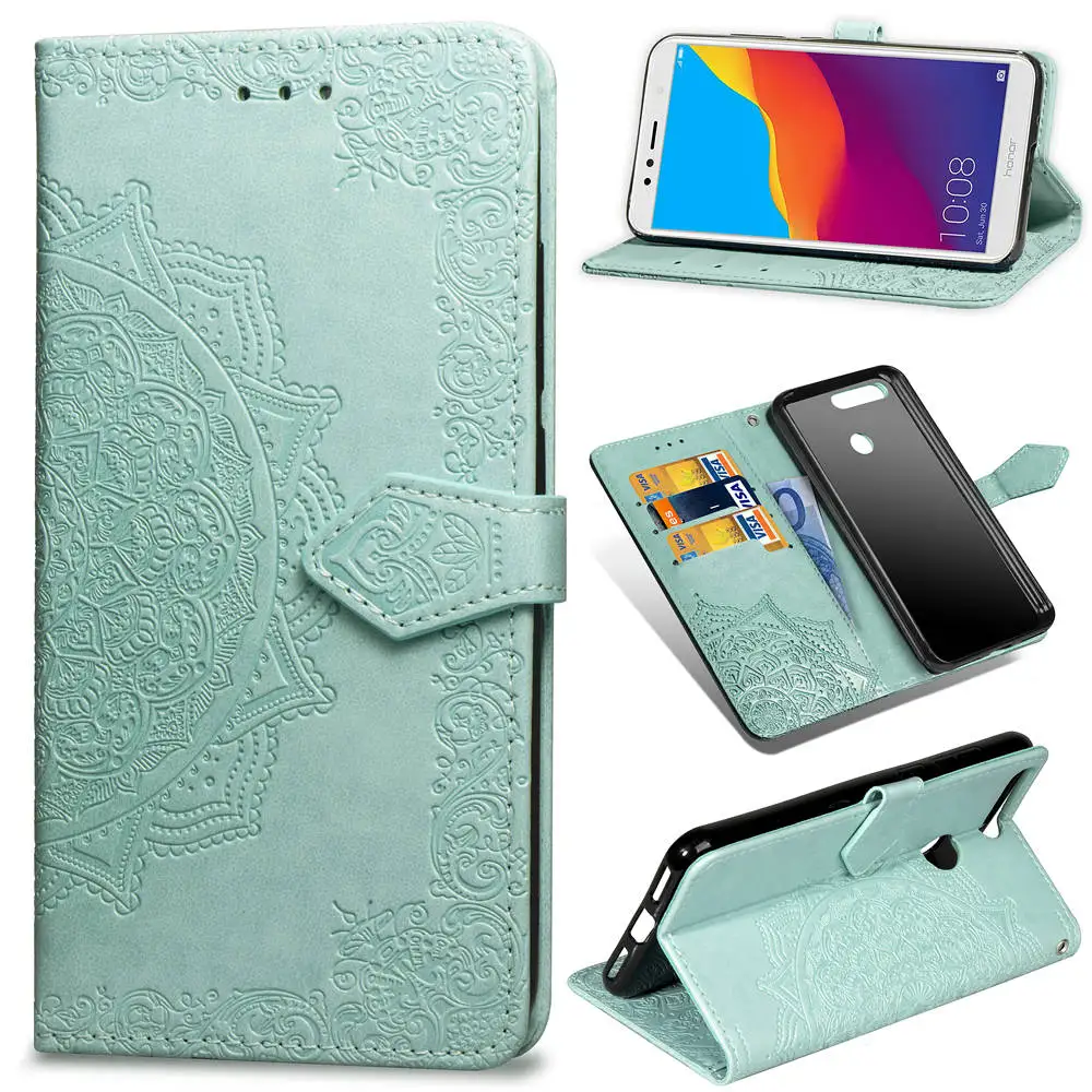 For Huawei honor 7a pro 5.7inch 7c case 5.99inch Mandala Flip Leather Wallet Stand Cover Y6 Prime Y7 2018 Phone | Мобильные телефоны