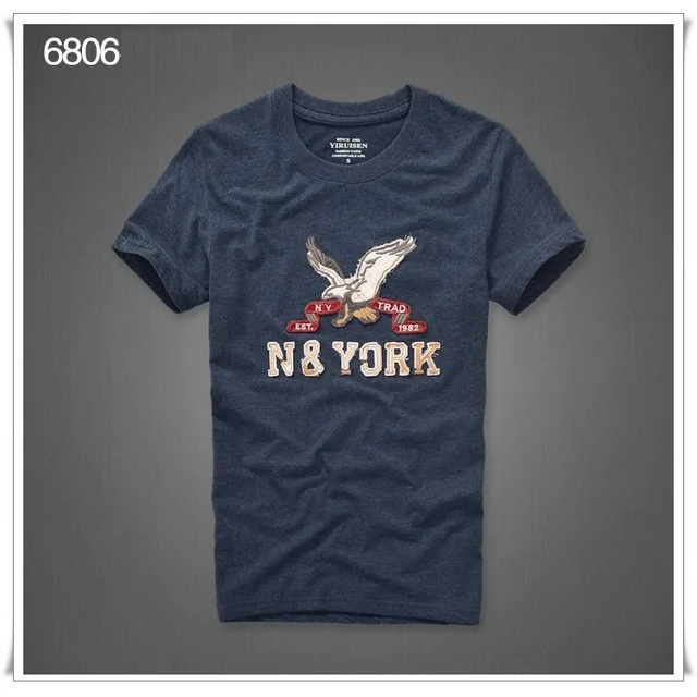 T shirt Fashion men summer tshirt high quality letter pattern size S to XXXL - Цвет: gray blue 6806