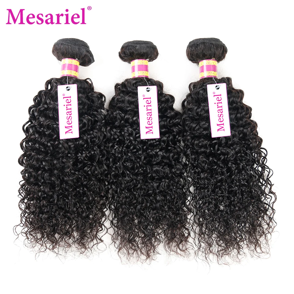 Mesariel 1 шт. кудрявые вьющиеся волосы бразильские волосы 8-30 дюймов Remy натуральные волосы пучки натуральный черный цвет волос Weave