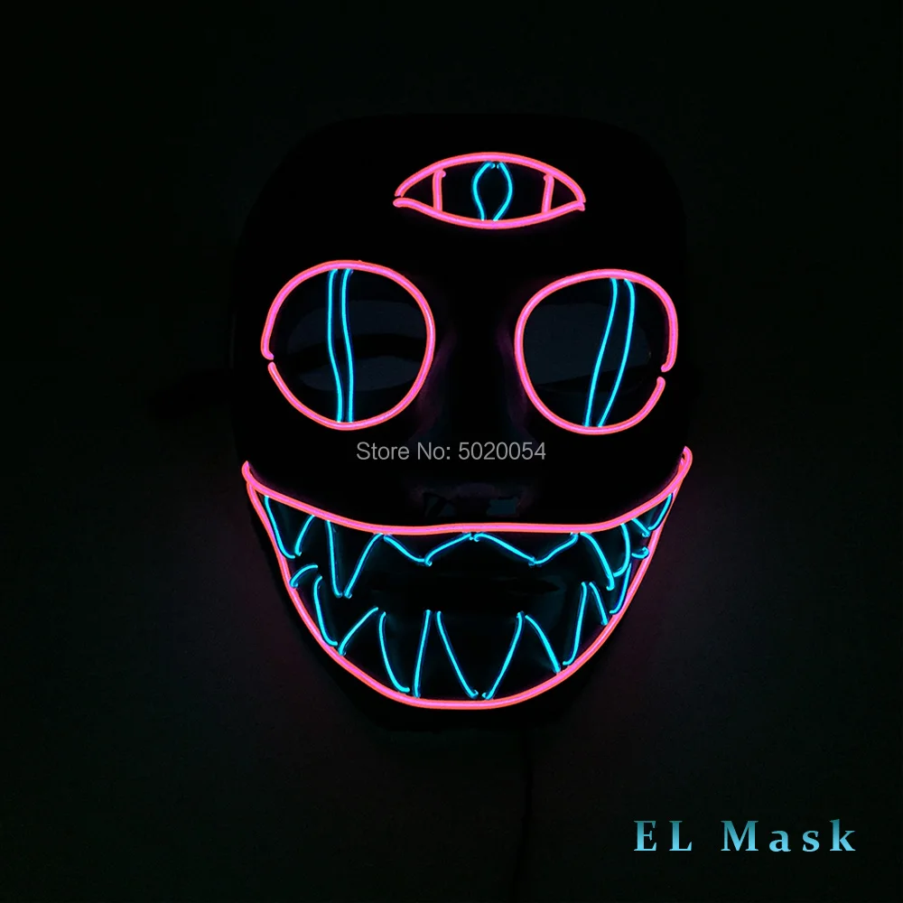 GZYUCHAO EL, креативный подарок, многоцветная светодиодная маска на Хэллоуин, маска клоуна в ужасе, с DC 3 V, EL Driver, для карнавала, украшения