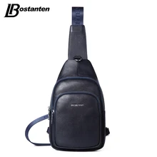 Bostanten nueva retro cuero genuino de los hombres bolsa pecho paquete de hombro crossbody bolsa de viaje bolsa de mensajero de la honda bolsas dobles cremallera
