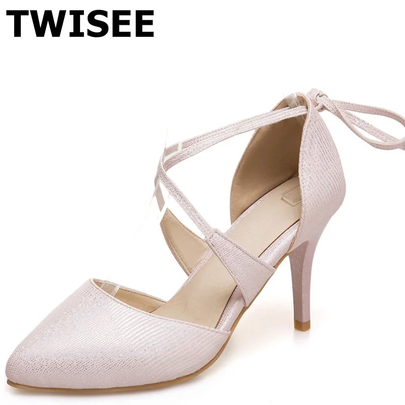 

Gladiator zapatos mujer women high heels shoes point toe spring pumps pu leather Rubber Thin Heels 7 cm woman wedding shoes