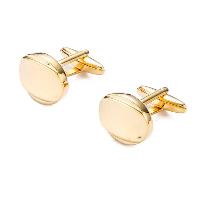 High Quality Men's Cufflink Round Gold Plating Wedding Shirt cuff links